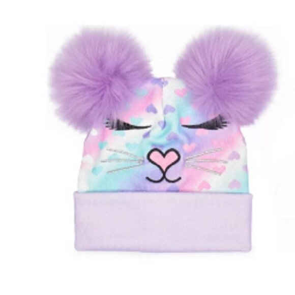 Miss Gwen OMG Girl's Bella Hearts Printed Pom Pom Beanie & Gloves Set (4446) - Picture 3 of 12